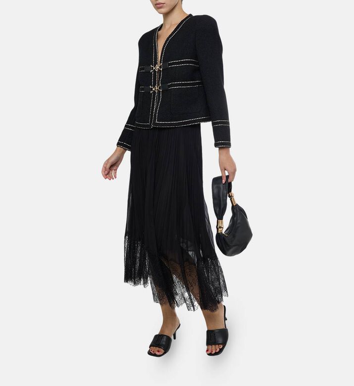 Edward Achour Paris Floral-embroidery Flared Skirt, Model View Edward Achour Paris Floral-embroidery Flared Skirt, Model View