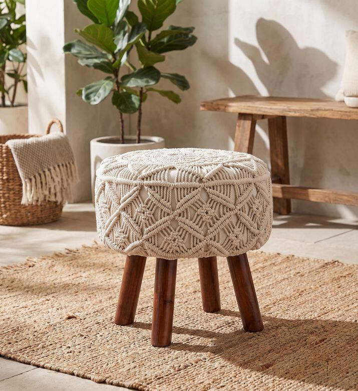 Home Deco and More Locha Hand-knotted Stool, Packshot View