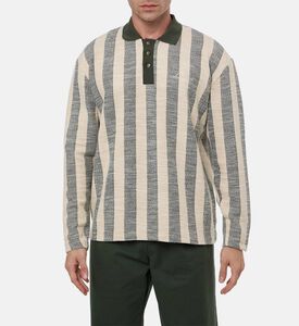 Les Deux Bowie Jacquard Long-sleeve Jersey Polo, Olive, L, Model View Les Deux Bowie Jacquard Long-sleeve Jersey Polo, Olive, L, Model View