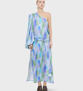 فستان ماكسي بأكمام بالون وربطة عنق