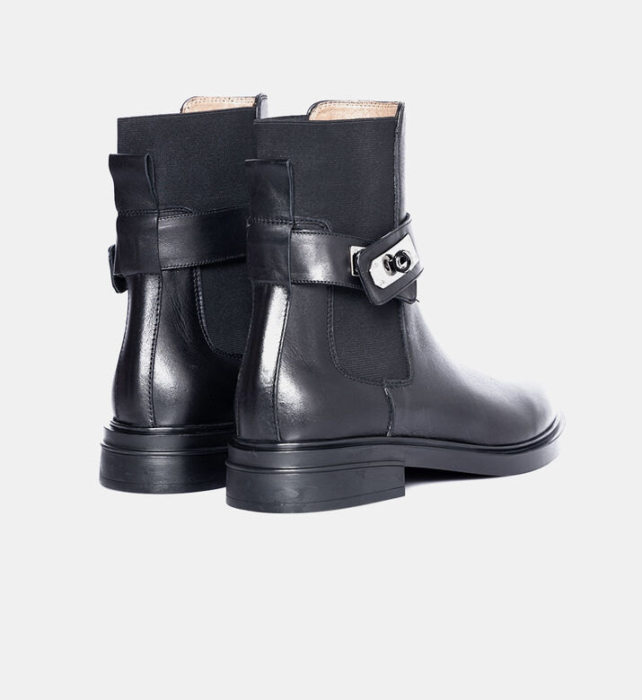 Silver-toned Buckle Heeled Ankle Boots Silver-toned Buckle Heeled Ankle Boots