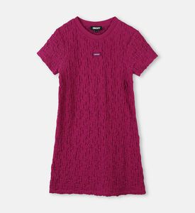 فستان قصير الأكمام بنسيج وافل