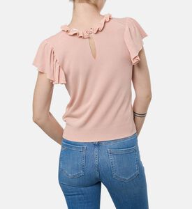 Ba and Sh Knit Ruffle-detail Short-sleeve Top, Model View