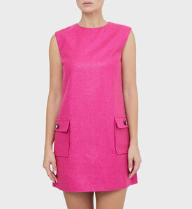 فستان قصير من الصوف بجيوب أمامية