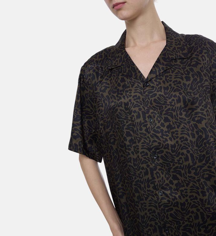 Animal-print Camp Collar Shirt