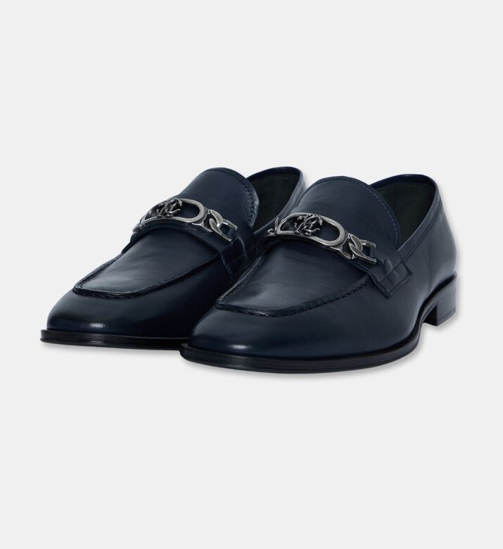 Roberto Cavalli Penny Slip-on Leather Loafers, Navy, Eu-44, Packshot View