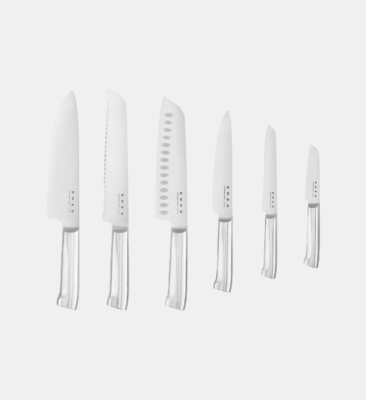 Smeg 6-piece Stainless Steel Knife Block Set, Packshot View