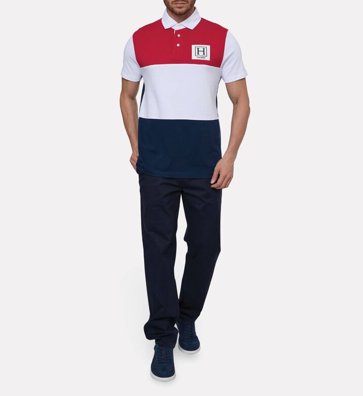 Hackett London Heritage Two-tone Button Placket Polo Shirt, Model View