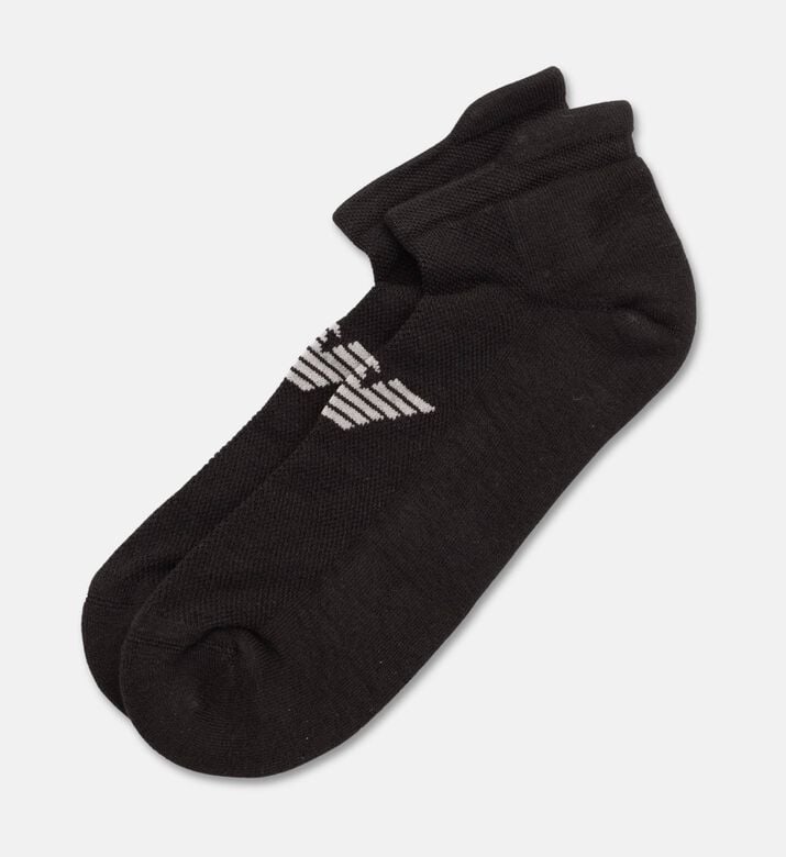 Emporio Armani Logo-print Ankle-cut Socks, Black, Packshot View