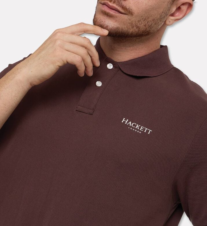 Hackett London Heritage Logo-print Button Placket Polo, Brown, Xl, Model View