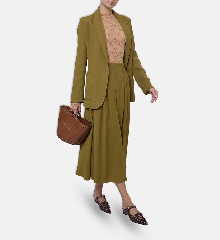 Forte-Forte High-waisted Flared Midi Skirt, Model View