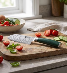 Richardson Midori Steel Santoku Knife, Green, 12.5-cm, Model View