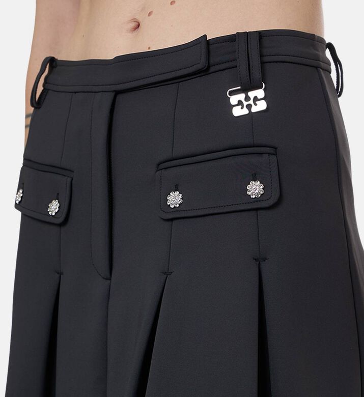 Ganni Button Closure Pleated Mini Skirt, Model View