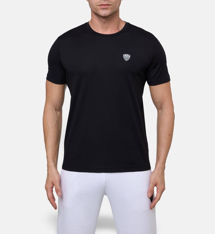 EA7 Logo Badge Embellished T-shirt, Black, Xxl, Model View