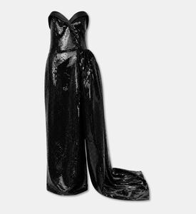Jean Louis Sabaji Sequin-embellished One-sided Satin Overskirt Dress, Packshot View