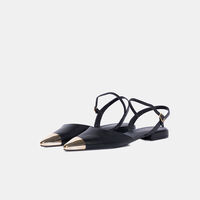 Pointed Toe Open Cap Leather Sandals