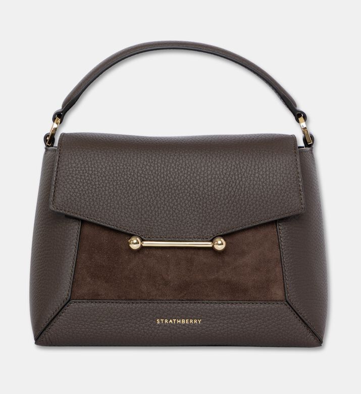 Strathberry Mosaic Leather Top Handle Bag, Dark-brown, Packshot View