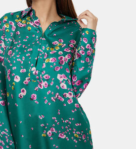 Rose Printed Floating Silk Dress