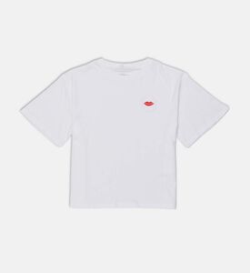 تيشيرت بطبعة شفاه حمراء غرافيكية