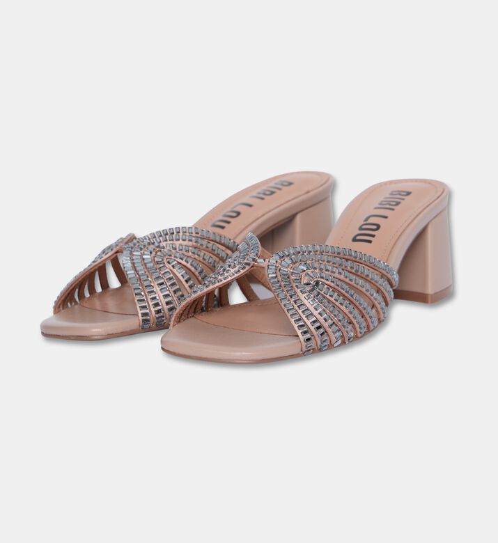 Bibilou Serabi Satin Crystal Mules, Nude, Eu-36, Packshot View