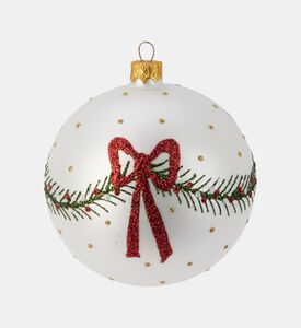 Home Deco and More Xmas Ball Glass, White, 8-cm, Packshot View