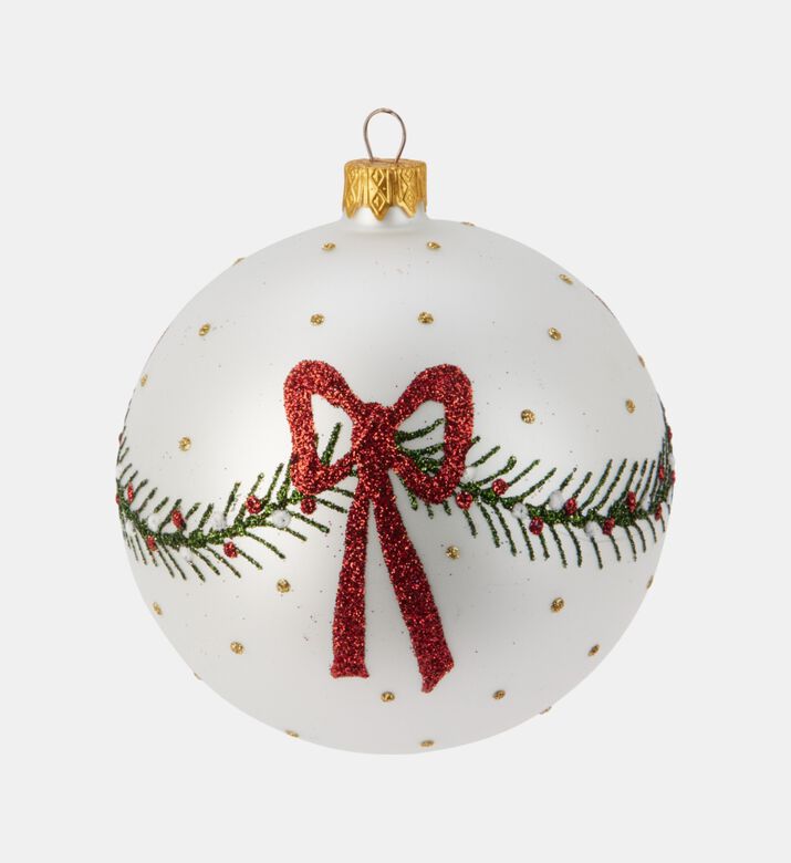 Home Deco and More Xmas Ball Glass, White, 8-cm, Packshot View