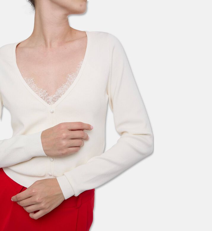 The Kooples Lace Detail V-neck Cardigan, Model View