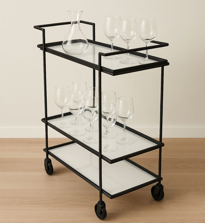 Home Deco and More Jitsu Wheeled Iron Marble Bar Trolley, Packshot View Home Deco and More Jitsu Wheeled Iron Marble Bar Trolley, Packshot View