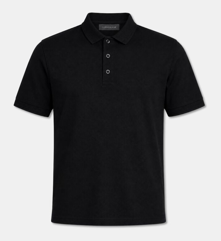 Corneliani Short-sleeve Polo Shirt, Black, 58, Packshot View