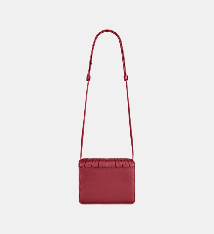 Camille Fournet Signature Calf Leather Pleated Bag, Burgundy, Packshot View