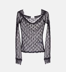 بلوزة طويلة الأكمام مطرزة بأزهار