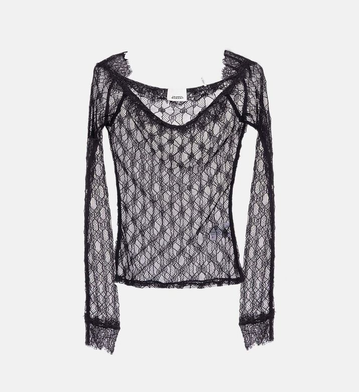 Floral-embroidery Long-sleeve Top