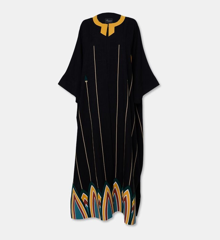 Arad Ghaderian Ornamental Pattern Patchwork Long Abaya, Packshot View