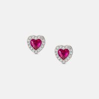 All My Love Heart Red Cubic Zirconia Silver Earrings