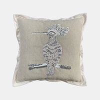 Crest Embroidered Bead Cushion