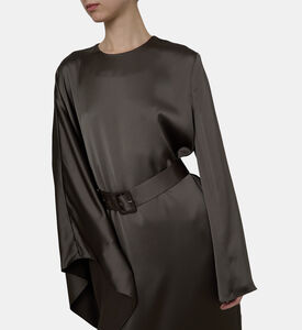 Satin Asymmetric Sleeves Kaftan