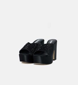 Satin Embellished Platform Sandals