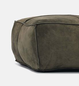 Home Deco and More Elmer Suede Leather Square Pouf, Green, Packshot View