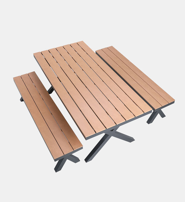Home Deco and More Bari Dining Table Two Bench Set, Packshot View