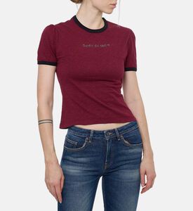 The Kooples Rhinestone Slogan-detail Knit T-shirt, Model View