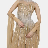 Beadwork Sequined Maxi Gown