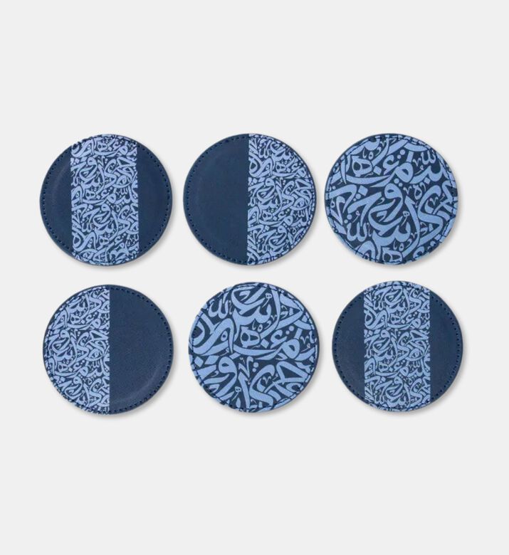 Silsal Huruf Leather Coaster S6 Navy, Packshot View
