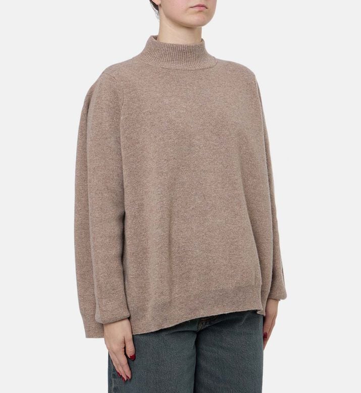 Beatrice B Knit High Neck Long-sleeve Sweater, Walnut, L, Model View