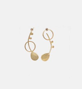 Curvy Gold-plated Jade Stones Earrings