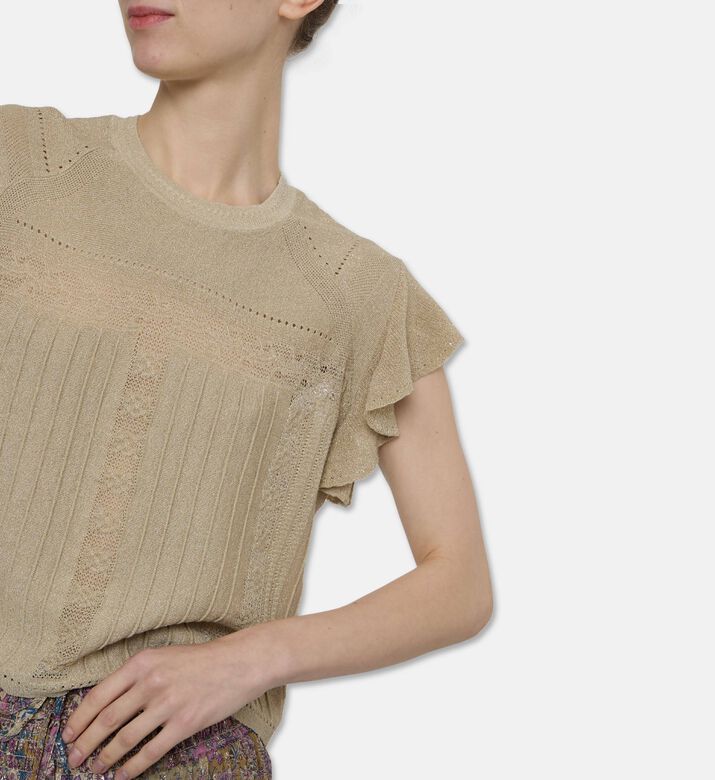 Ba and Sh Ruffled Knit Short-sleeve Top, Model View