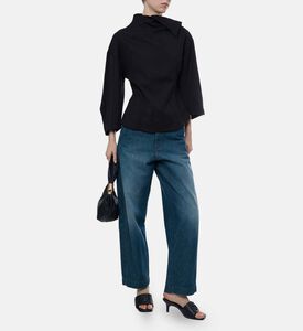 بلوزة فيغاري قطن بياقة عالية