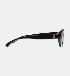 Chanel Gradient Lenses Logo-detail Cat-eye Sunglasses 57, Red, Packshot View