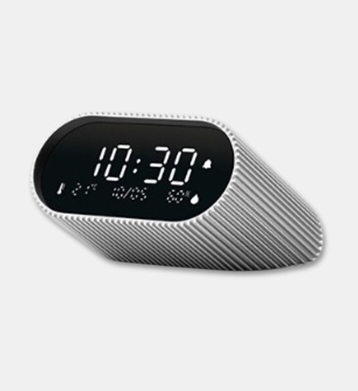 Lexon Design Ray Digital Alarm Clock, Silver, Packshot View