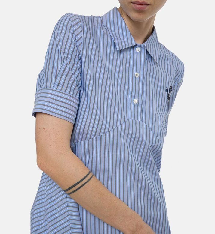 Marni Embroidered Detail Striped Shirt Dress, Model View Marni Embroidered Detail Striped Shirt Dress, Model View