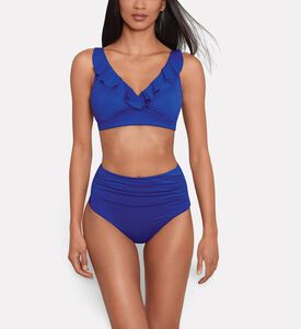 Ralph Lauren Underwired Ruffle Bikini Bra, Blue, 08, Model View